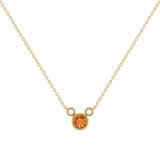 Round Cut Citrine & Diamond Birthstone Necklace In 14K Yellow Gold