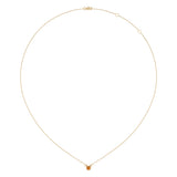 Round Cut Citrine & Diamond Birthstone Necklace In 14K Yellow Gold