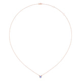 Round Cut Tanzanite & Diamond Birthstone Necklace In 14K Rose Gold