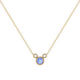 Round Cut Tanzanite & Diamond Birthstone Necklace In 14K Yellow Gold