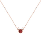 Round Cut Garnet & Diamond Birthstone Necklace In 14K Rose Gold