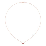 Round Cut Garnet & Diamond Birthstone Necklace In 14K Rose Gold