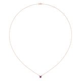 Round Cut Amethyst & Diamond Birthstone Necklace In 14K Rose Gold