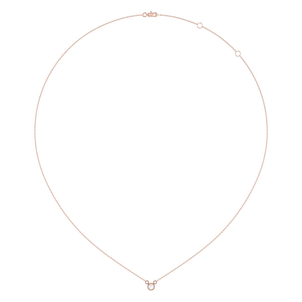 Round Cut Diamond Birthstone Necklace In 14K Rose Gold