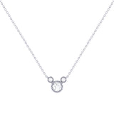 Round Cut Diamond Birthstone Necklace In 14K White Gold
