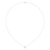 Round Cut Diamond Birthstone Necklace In 14K White Gold
