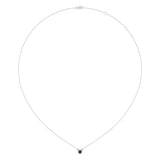 Round Cut Emerald & Diamond Birthstone Necklace In 14K White Gold