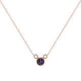 Round Cut Alexandrite & Diamond Birthstone Necklace In 14K Rose Gold