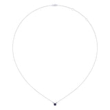 Round Cut Alexandrite & Diamond Birthstone Necklace In 14K White Gold