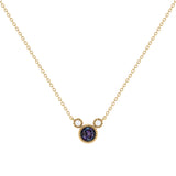 Round Cut Alexandrite & Diamond Birthstone Necklace In 14K Yellow Gold