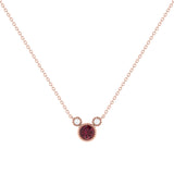 Round Cut Ruby & Diamond Birthstone Necklace In 14K Rose Gold