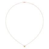 Round Cut Peridot & Diamond Birthstone Necklace In 14K Rose Gold