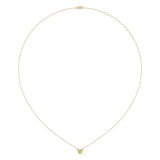 Round Cut Peridot & Diamond Birthstone Necklace In 14K Yellow Gold
