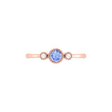 Round Cut Tanzanite & Diamond Birthstone Ring In 14K Rose Gold