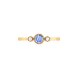 Round Cut Tanzanite & Diamond Birthstone Ring In 14K Yellow Gold