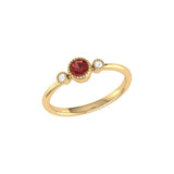 Round Cut Garnet & Diamond Birthstone Ring In 14K Yellow Gold