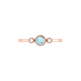 Round Cut Aquamarine & Diamond Birthstone Ring In 14K Rose Gold