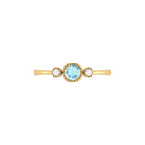 Round Cut Aquamarine & Diamond Birthstone Ring In 14K Yellow Gold