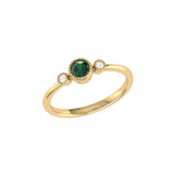 Round Cut Emerald & Diamond Birthstone Ring In 14K Yellow Gold