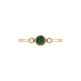 Round Cut Emerald & Diamond Birthstone Ring In 14K Yellow Gold