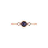 Round Cut Alexandrite & Diamond Birthstone Ring In 14K Rose Gold