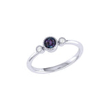 Round Cut Alexandrite & Diamond Birthstone Ring In 14K White Gold