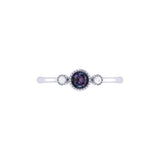 Round Cut Alexandrite & Diamond Birthstone Ring In 14K White Gold
