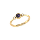 Round Cut Alexandrite & Diamond Birthstone Ring In 14K Yellow Gold