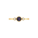 Round Cut Alexandrite & Diamond Birthstone Ring In 14K Yellow Gold