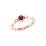 Round Cut Ruby & Diamond Birthstone Ring In 14K Rose Gold