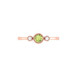 Round Cut Peridot & Diamond Birthstone Ring In 14K Rose Gold