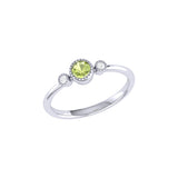 Round Cut Peridot & Diamond Birthstone Ring In 14K White Gold