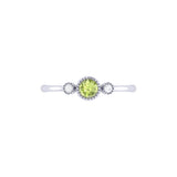 Round Cut Peridot & Diamond Birthstone Ring In 14K White Gold