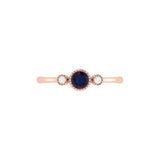 Round Cut Sapphire & Diamond Birthstone Ring In 14K Rose Gold