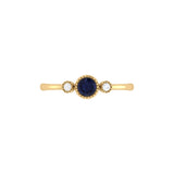 Round Cut Sapphire & Diamond Birthstone Ring In 14K Yellow Gold