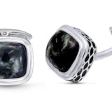 Seraphinite Stone Cufflinks in Black Rhodium Plated Sterling Silver