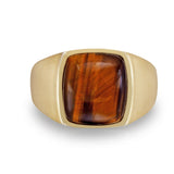 Chatoyant Yellow Tiger Eye Signet Ring in 14K Yellow Gold Plated Sterling Silver