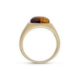 Chatoyant Yellow Tiger Eye Signet Ring in 14K Yellow Gold Plated Sterling Silver