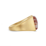 Red Lace Agate Iconic Stone Signet Ring in 14K Yellow Gold Plated Sterling Silver