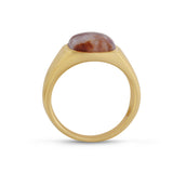 Red Lace Agate Iconic Stone Signet Ring in 14K Yellow Gold Plated Sterling Silver