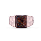 Red Pietersite Stone Signet Ring in 14K Rose Gold Plated Sterling Silver