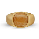 Yellow Lace Agate Stone Signet Ring in 14K Yellow Gold Plated Sterling Silver