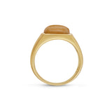 Yellow Lace Agate Stone Signet Ring in 14K Yellow Gold Plated Sterling Silver