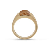 Wood Jasper Stone Signet Ring in 14K Yellow Gold Plated Sterling Silver