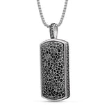 Fossil Agate Stone Tag in Black Rhodium Plated Sterling Silver