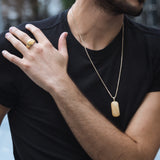 Yellow Lace Agate Tag in 14K Yellow Gold Plated Sterling Silver