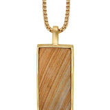 Wood Jasper Stone Tag in 14K Yellow Gold Plated Sterling Silver
