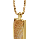 Wood Jasper Stone Tag in 14K Yellow Gold Plated Sterling Silver