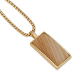 Wood Jasper Stone Tag in 14K Yellow Gold Plated Sterling Silver