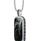 Seraphinite Stone Tag in Black Rhodium Plated Sterling Silver
